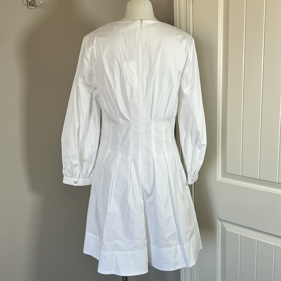 VERONICA BEARD Torres Dress White Round Neck Long Sleeve Stretch Poplin 10 NEW - Picture 8 of 16